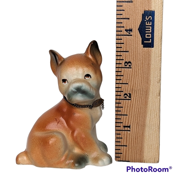 Vintage Tilso Hand Painted Boxer Dog Ceramic Art Brown & White Decor - Picture 8 of 12